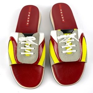 Prada Red Leather Sneaker Sandals Size 10